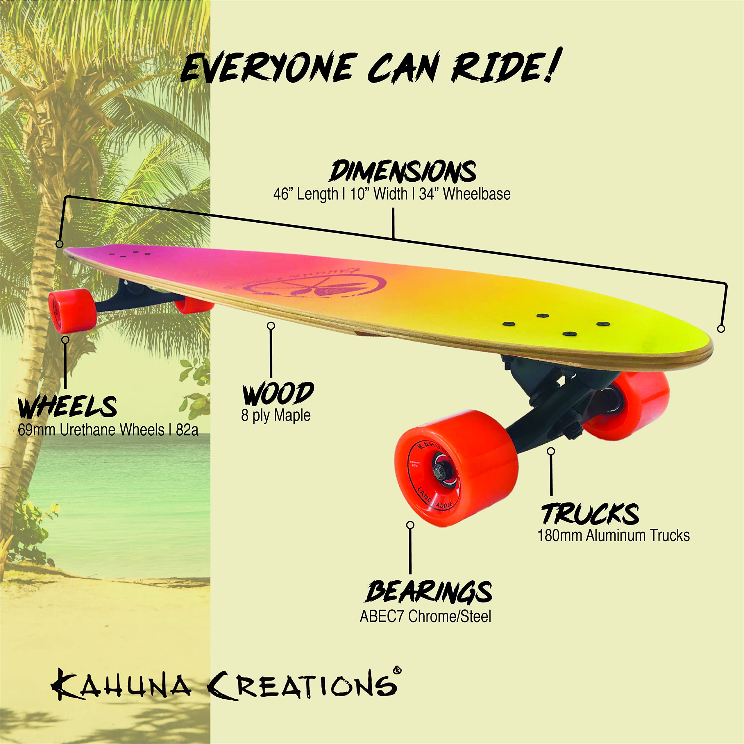 Amazon.co.jp: Kahuna Creations 46インチ Pohaku Sunset ロングボード