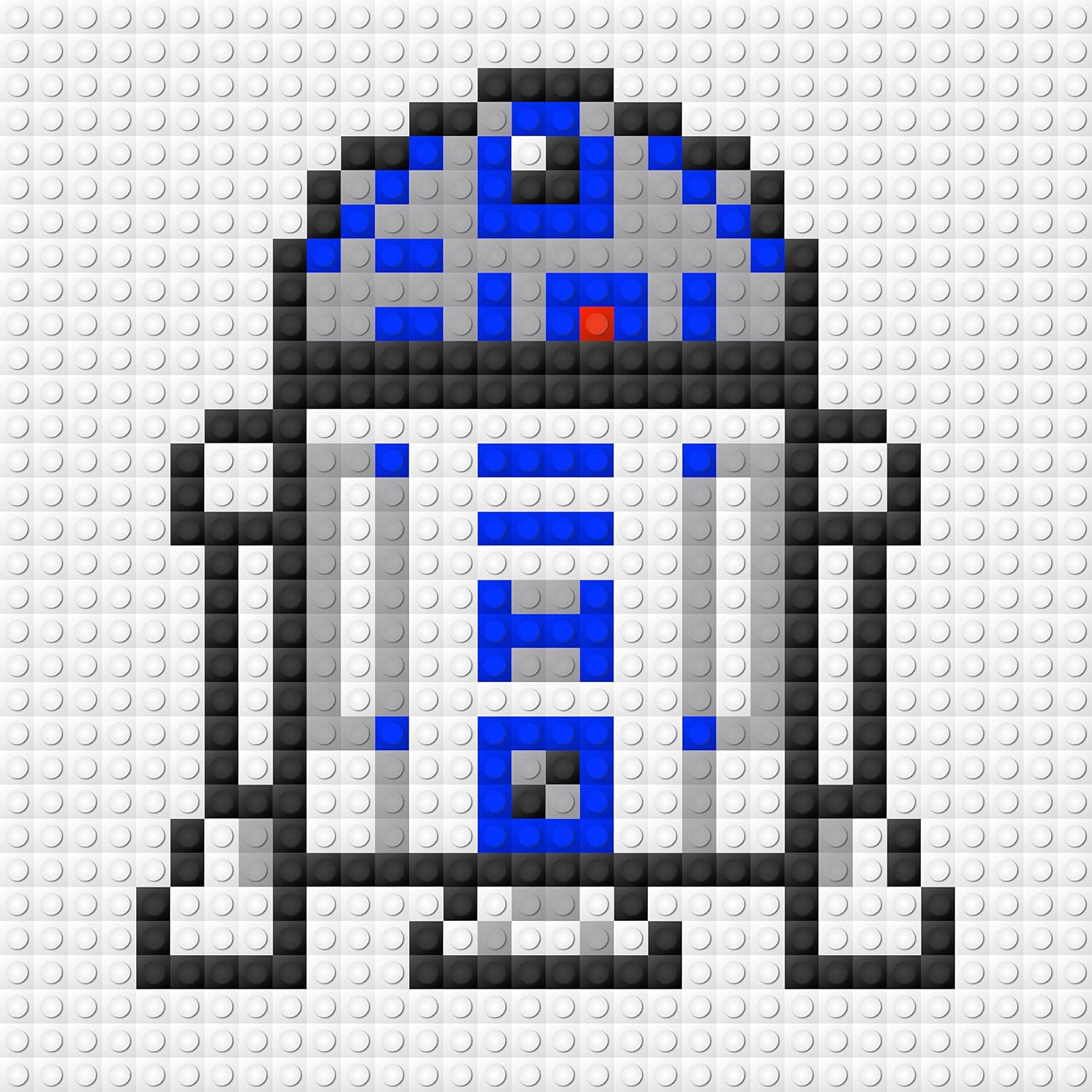 Mosaic Wall Art, DIY Kit, R2-D2 Robot, 10” by 10” Inches, 1x1 Building Brick, 1024-Piece Set, Easy-to-Follow Instructions, Create Lasting Memories with Pic-Brick.