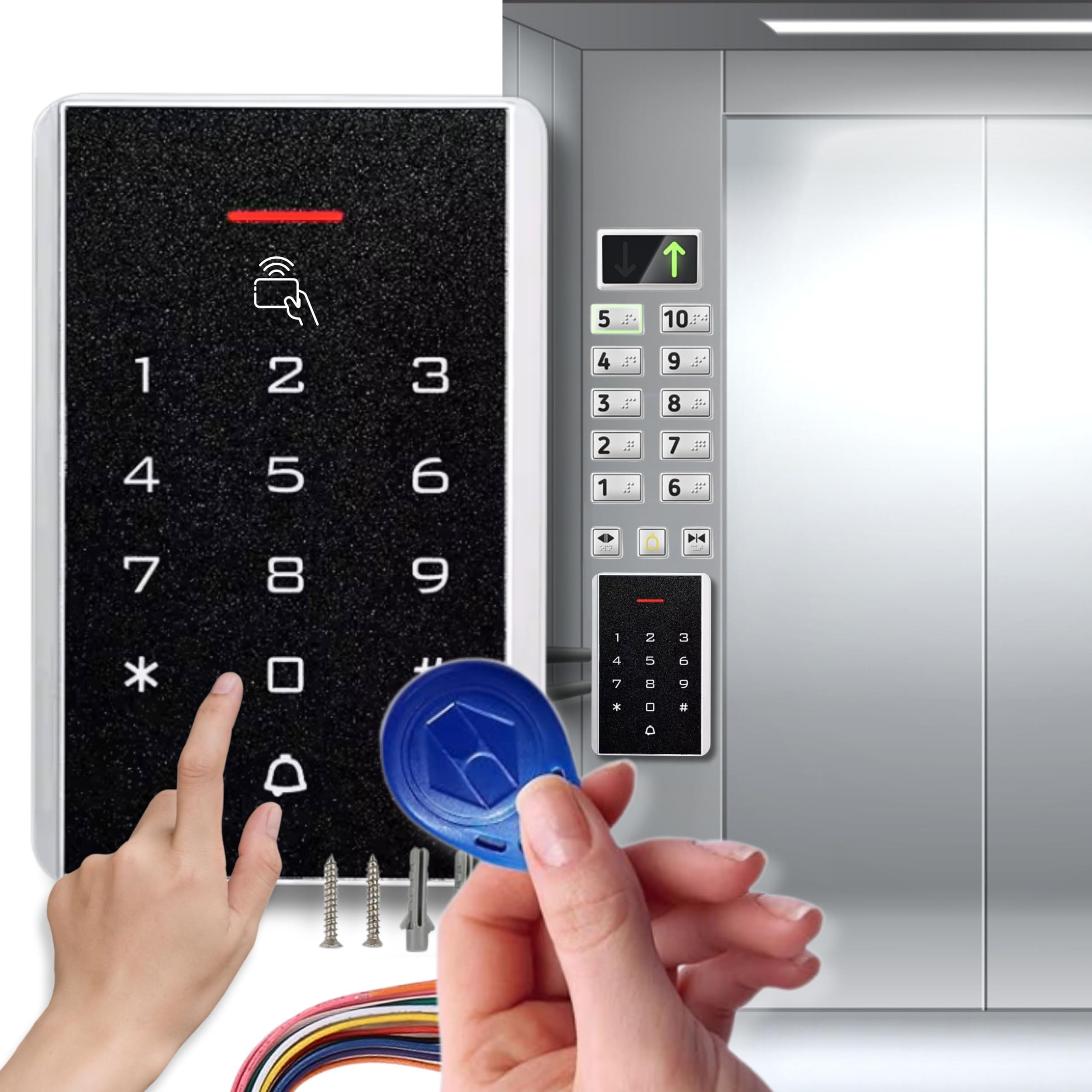 OldArc Standalone Elevator Access Control | Lift Entry Card Reader Keypad on Elevator COP LOP Panel for Building Apartment Hotel Lift Elevator Floor Entrance Control with IC Card + Pin 2000 User | 12V