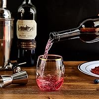 Vista 4 de FOCUSLINE 32 Pack 12 OZ Plastic Wine Glasses, Stemless Disposable Wine Cups, Gold Rim Unbreakable Wine Glasses, Reusable Shatterproof Recyclable and