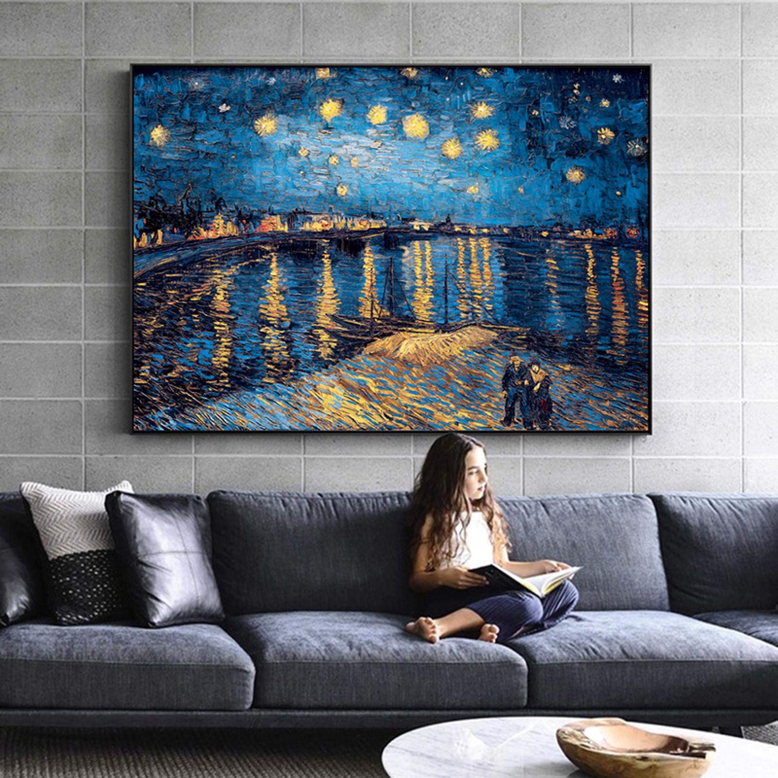 Amazon.co.jp: ゴッホ星月夜のキャンバスの絵画のレプリカ壁の