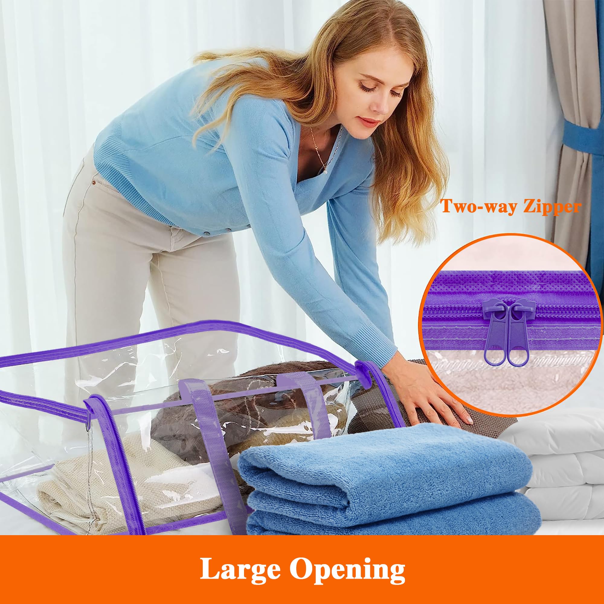 Lot De 3 Sacs De Rangement Transparents Sous Lit - 40L - Poignées Renforcées - Protection Poussière Et Humidité