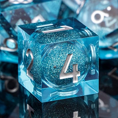 ARUOHHA DND - Juego de dados poliédricos hechos a mano, 7 piezas de dados poliédricos de arena movediza y dragones, D20, D12, D10, D8, D6, D4, juego