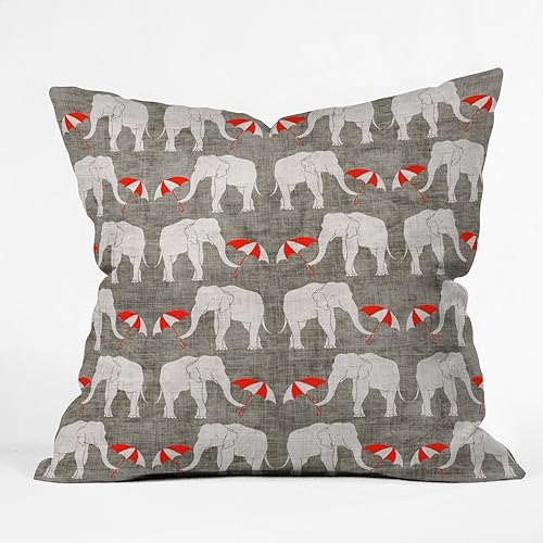 Deny Designs Holli Zollinger elefante y paraguas interior almohada de 20 pulgadas x 20 pulgadas