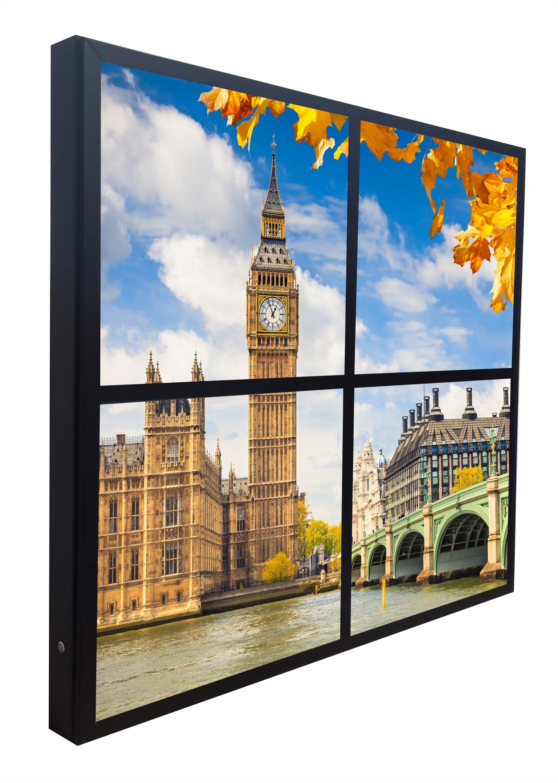 Big Ben fenêtres éclairées avec LED cadre lumineux trompe l'œil