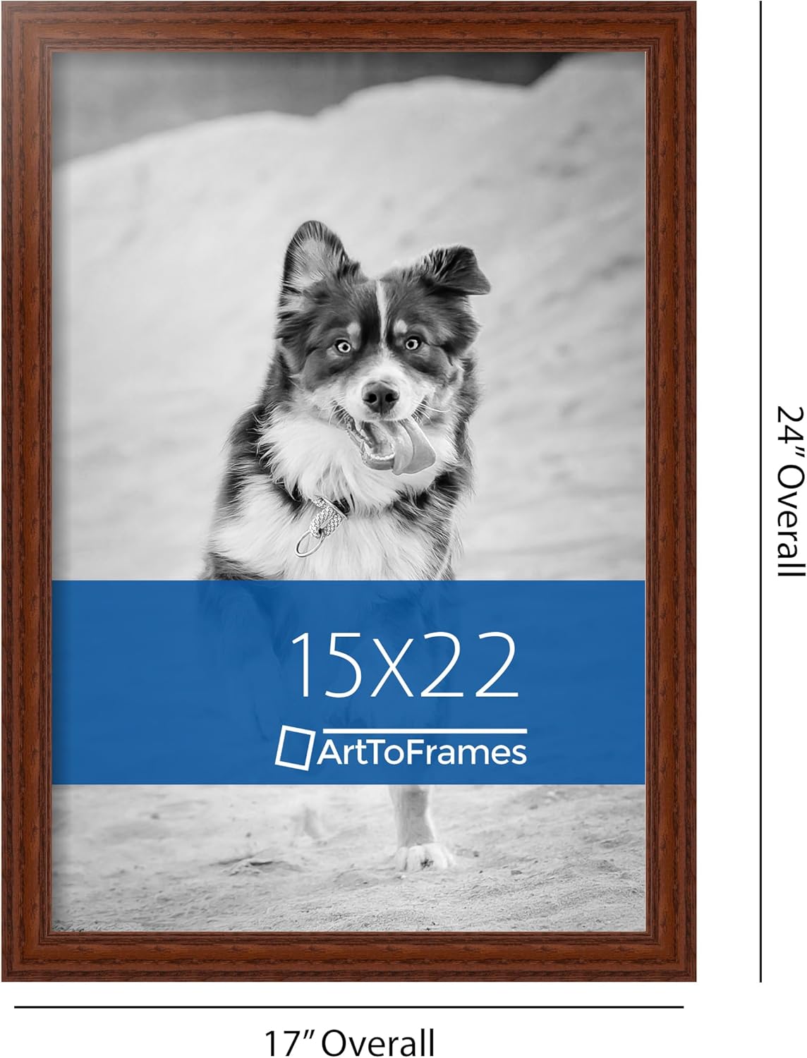 ArtToFrames 15x22 inch Walnut Stain on Solid Red Oak Wood Picture Frame, 2WOM0066-59504-YWAL-15x22