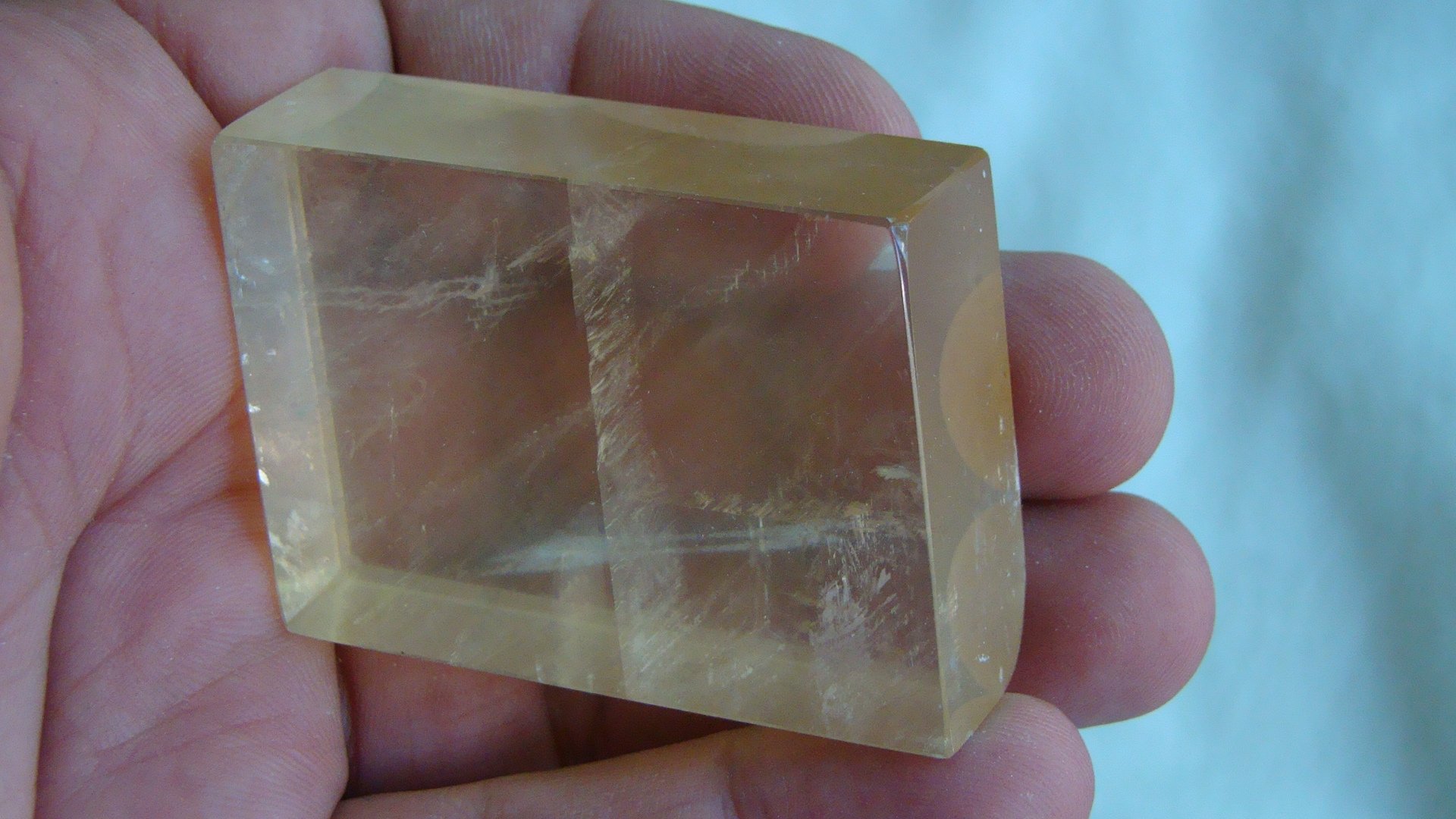 Ham4616 Yellow Calcite Rectangular Natural Crystal