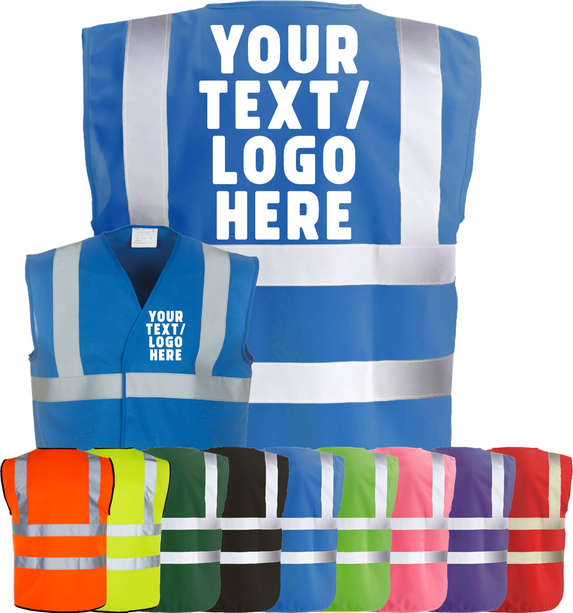 Corporate Togs Personalised Custom Printed Hi-Vis Vest - Printed High Visibility Safety Vest with Reflective Bands & Braces, Fully EN471 Health & Safety Compliant | Safety Apparel