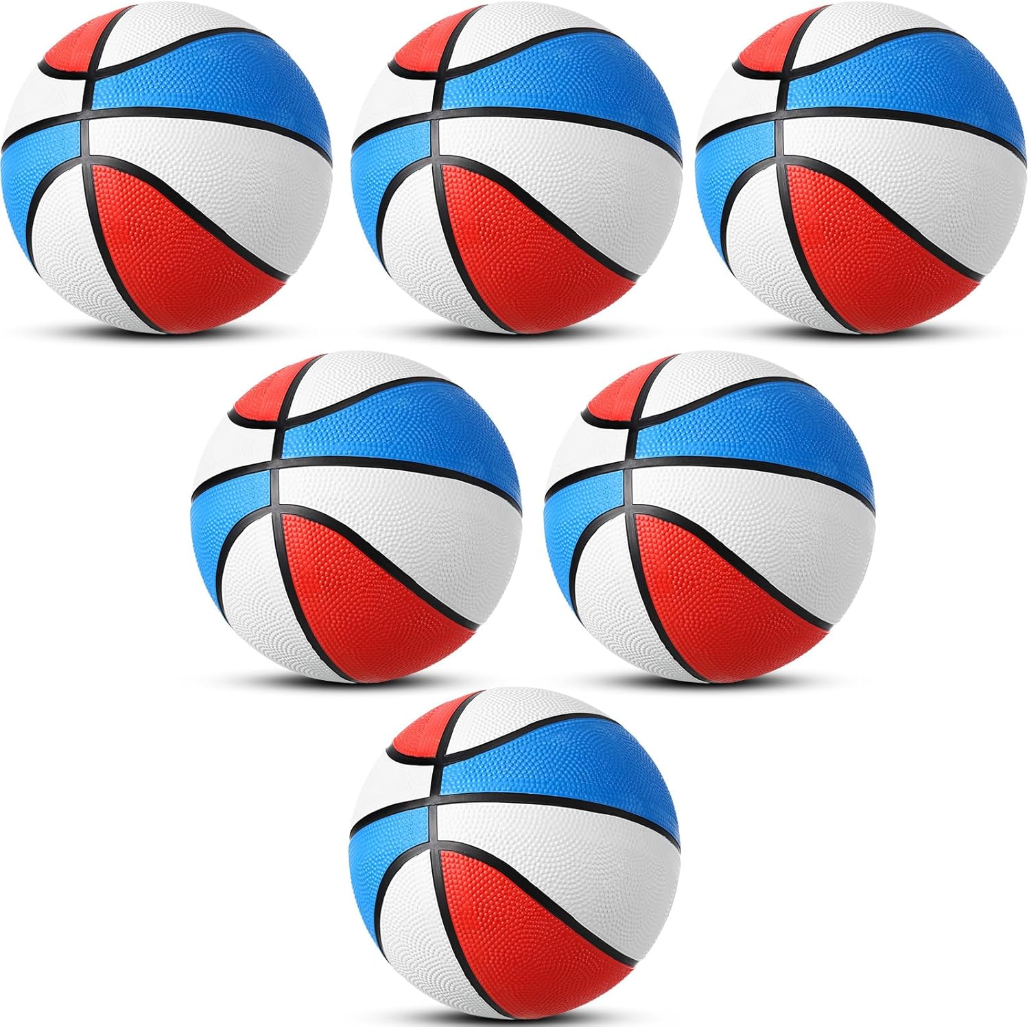 Lenwen 6 Pack Operation Christmas Mini Rubber Basketballs 6 Inch Small Basketball with Pump Set Bulk Basket Balls for Indoor Outdoor Pool Favors, Red White and Blue