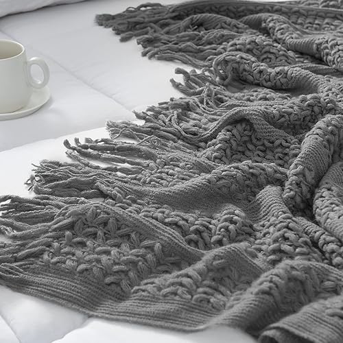 Miniatura 4 de jinchan - Manta ligera de punto trenzado tipo suéter, regalo para todo el año, para interiores y exteriores, para viajes, para sofá, cama, sillón