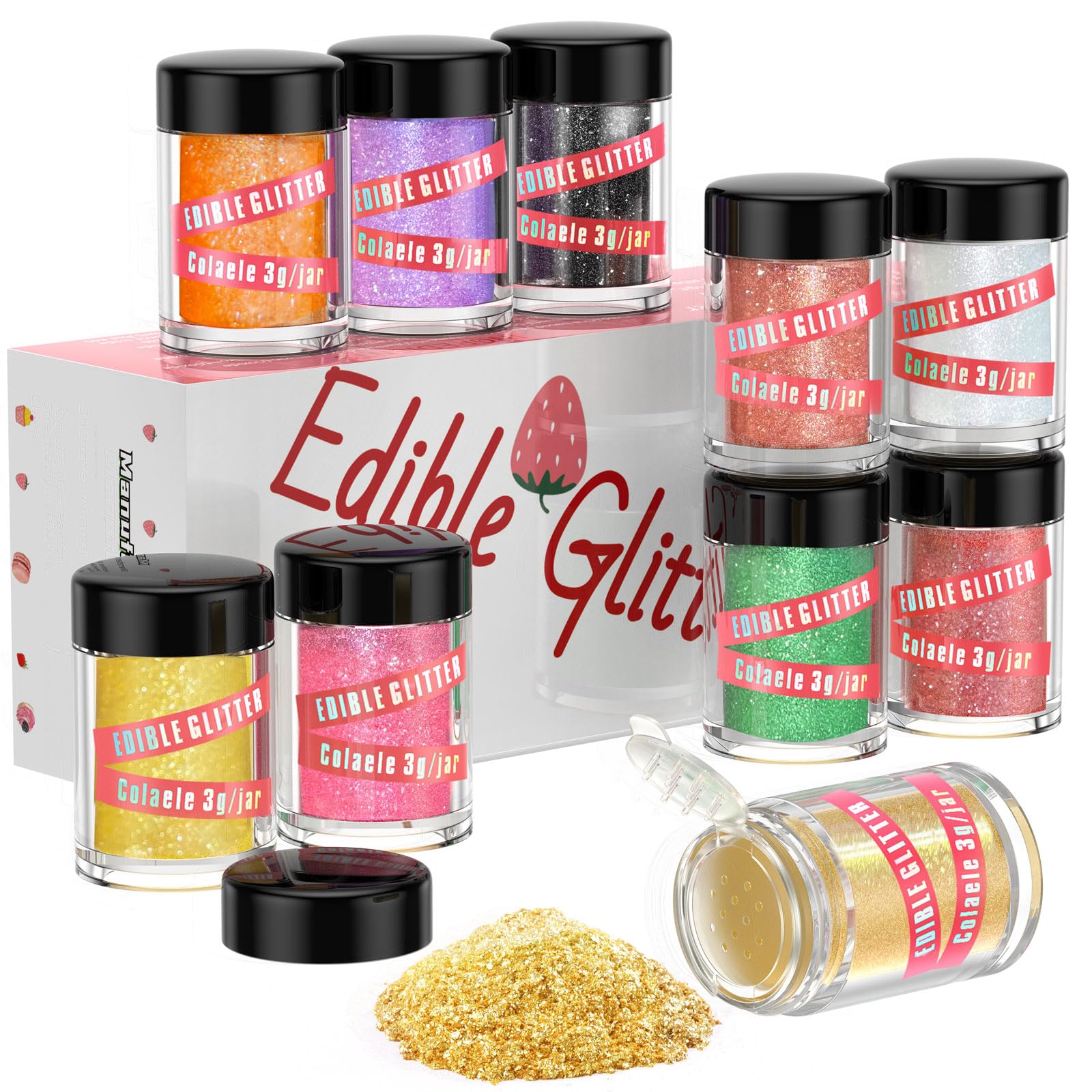 Buy Edible Glitter Cake Luster Dust Set, Colaele 10 Colors Vegan