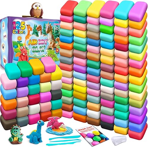 ESSENSON Arcilla seca al aire 125 colores, arcilla para modelar para niños, arcilla mágica de moldeo de bricolaje, regalo para niños