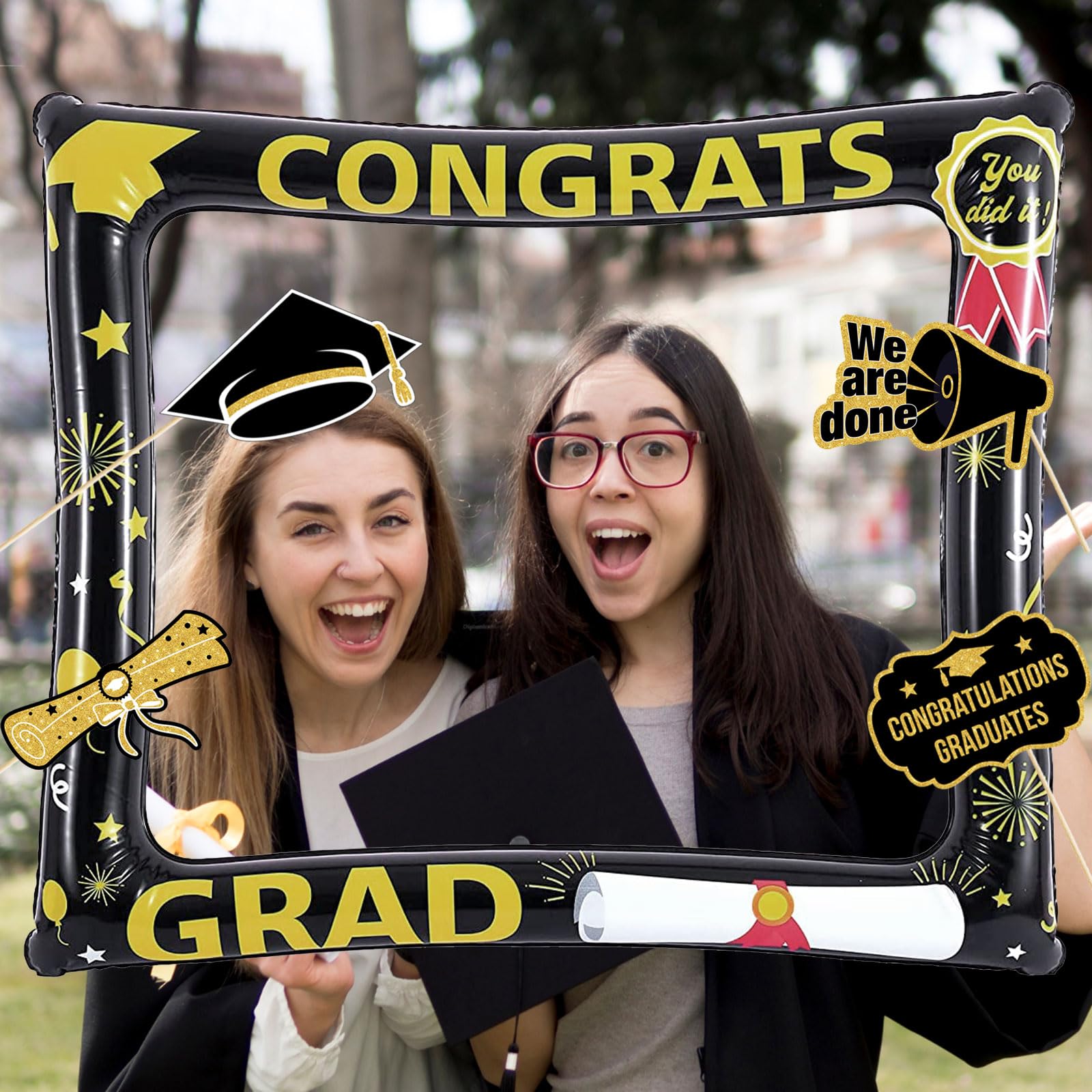 NIEEKRUN 12 Stück Abschluss Brillen - Graduation Foto Props Gold & Schwarz