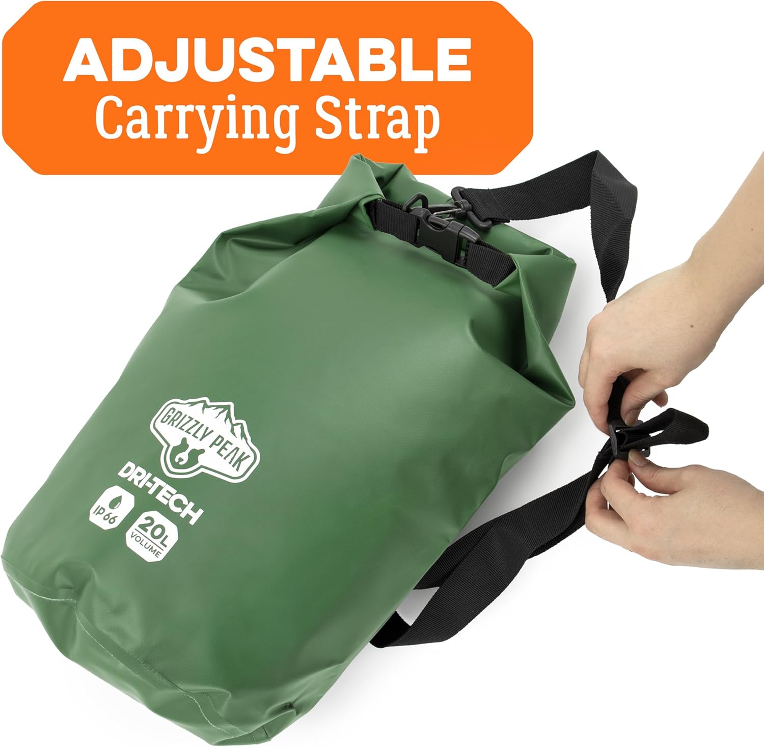 Grizzly Peak Dri-Tech Waterproof Dry Bag IP 66 Lightweight Roll-Top Sack with Adjustable Straps, 10 L : Sports & Outdoors