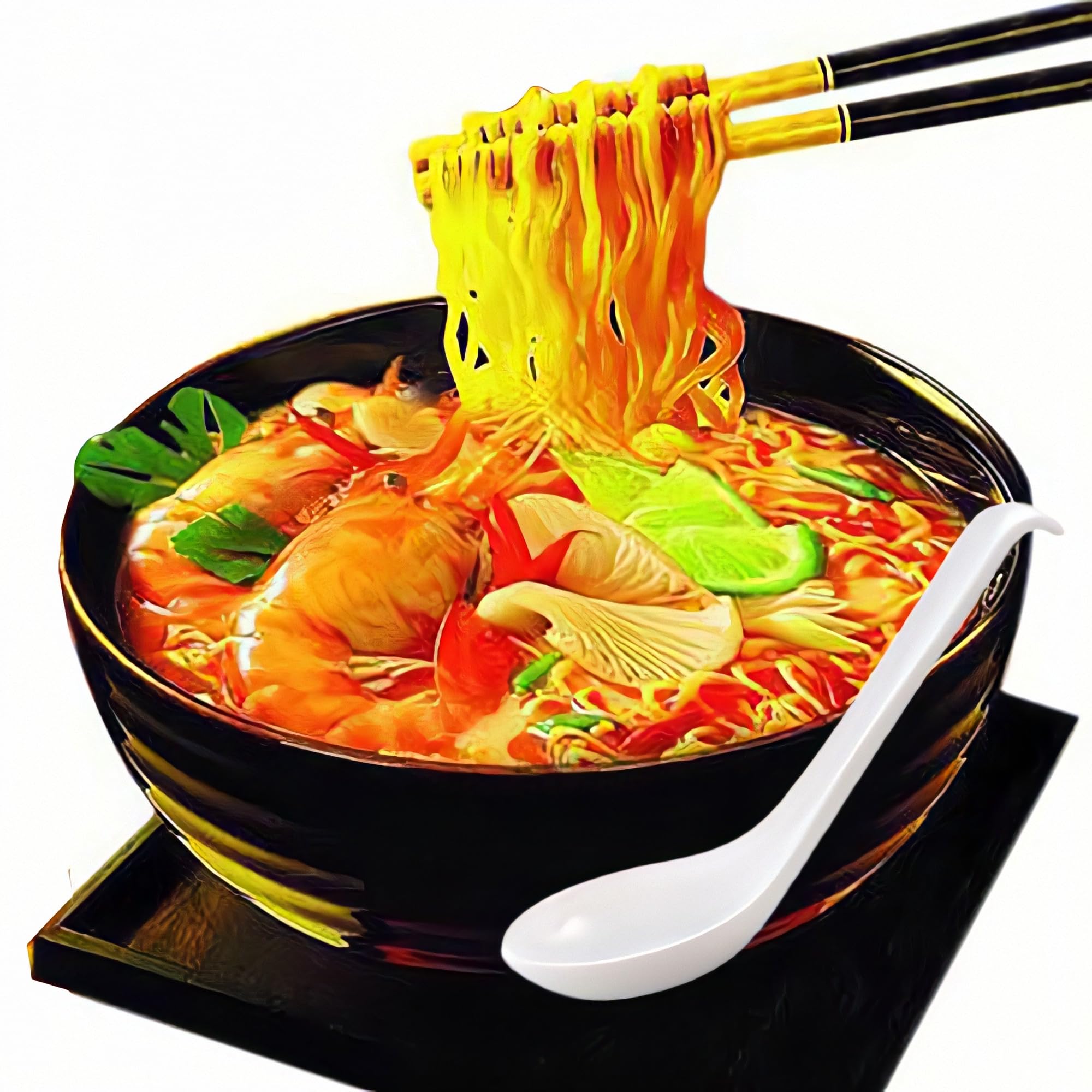 6Pcs Soup Spoon Ramen Noodle Soup Ladle White Soup Spoons Sturdy and Durable Asian Dinner Spoon Easy Clean Dishwasher Safe - Image 2