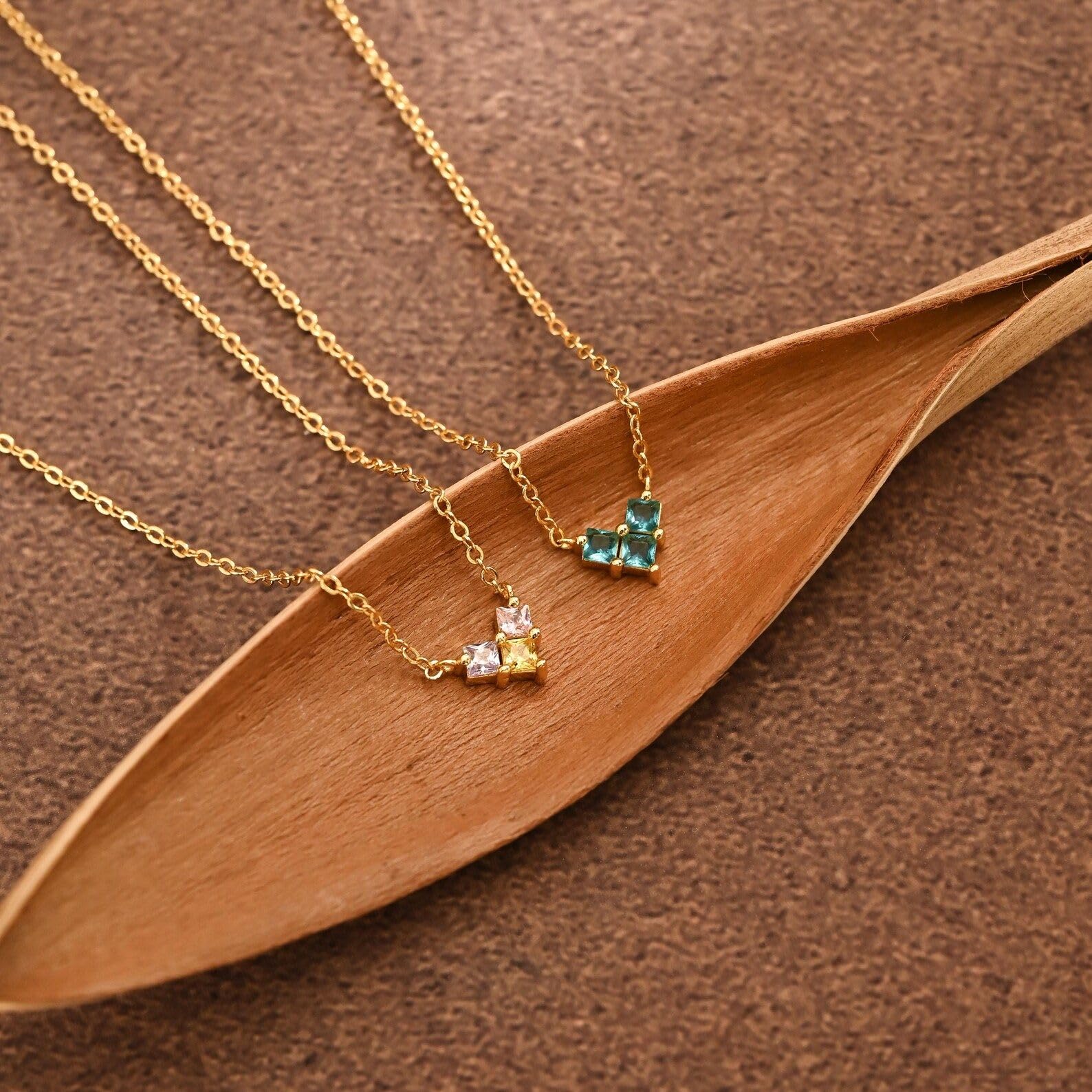 Amanti cuore collana con pietra portafortuna, delicato donna amore compleanno per lei Natale