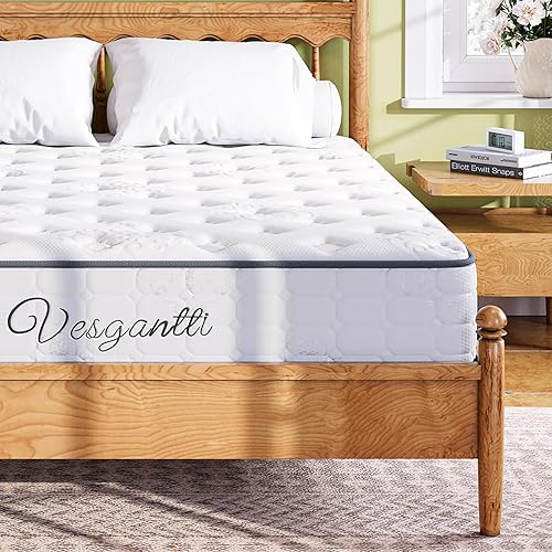 Vesgantti Colchón individual, colchón híbrido de resorte interior de 10 pulgadas, cama individual en una caja con espuma transpirable y resorte de