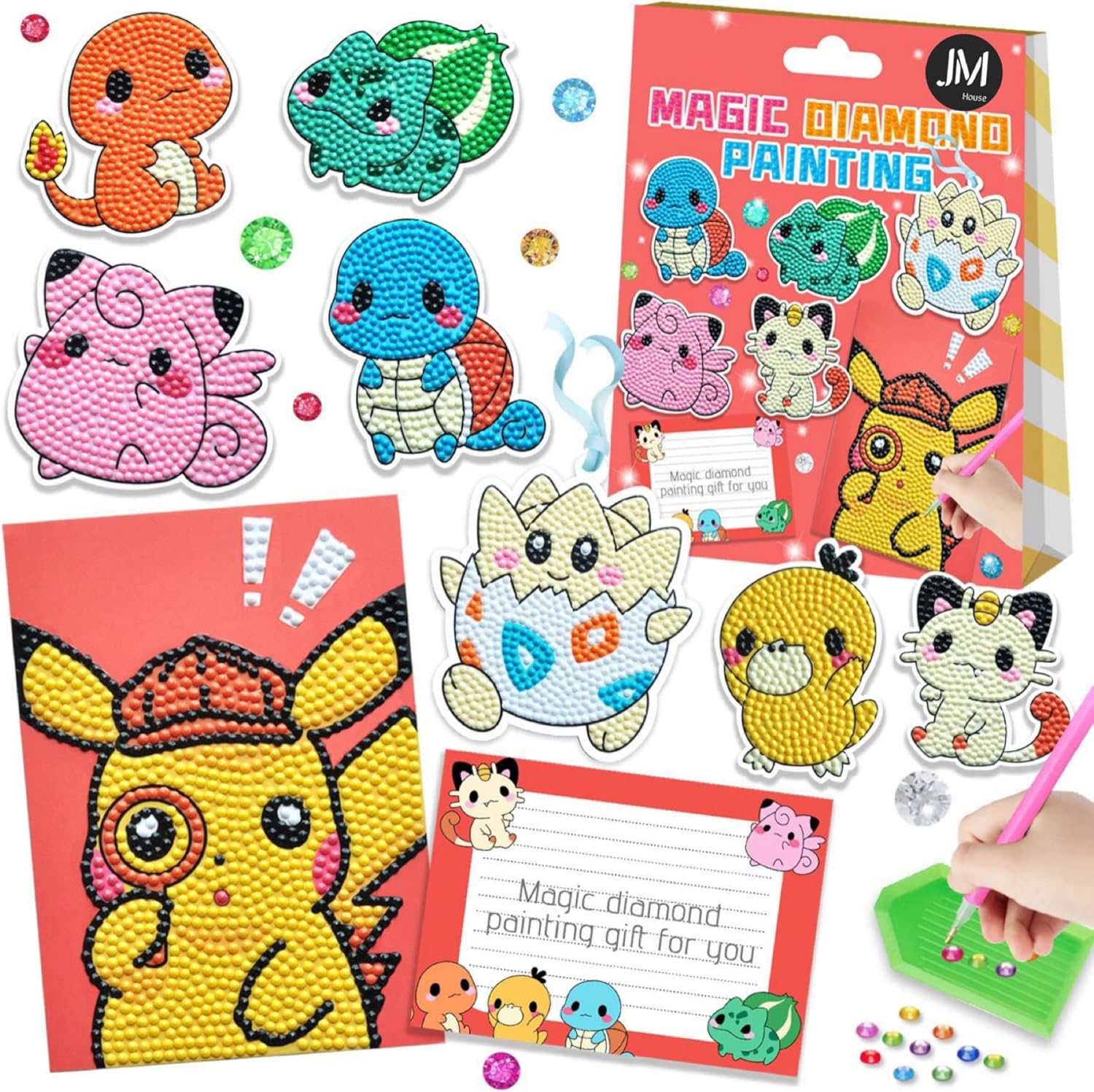 JM HOUSE Diamond Painting Kits for Kids,Gem Art,Arts and Crafts for Kids Ages 8-12,5d Diamond Painting Stickers with dots,Anime Gift for boy and Girls Age 4, 5, 6, 7, 8, 9, 10-12, 6-8