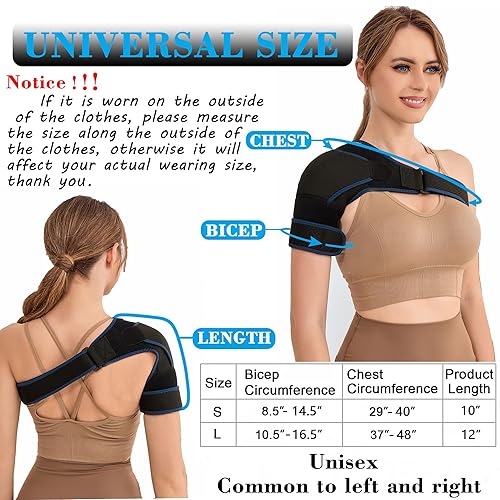 Miniatura 4 de Inmovilizador de hombro y manga de compresión, soporte de lesiones de manguito rotador para aliviar el dolor en las articulaciones AC, estabilidad