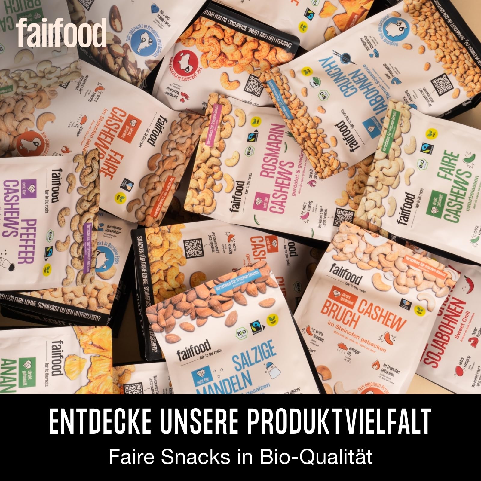 fairfood Bio Cashewkerne Rosmarin & Thymian 500g - Geröstet in Freiburger Manufaktur - fair geknackt im Anbauland - aus kontrolliert biologischer Landwirtschaft