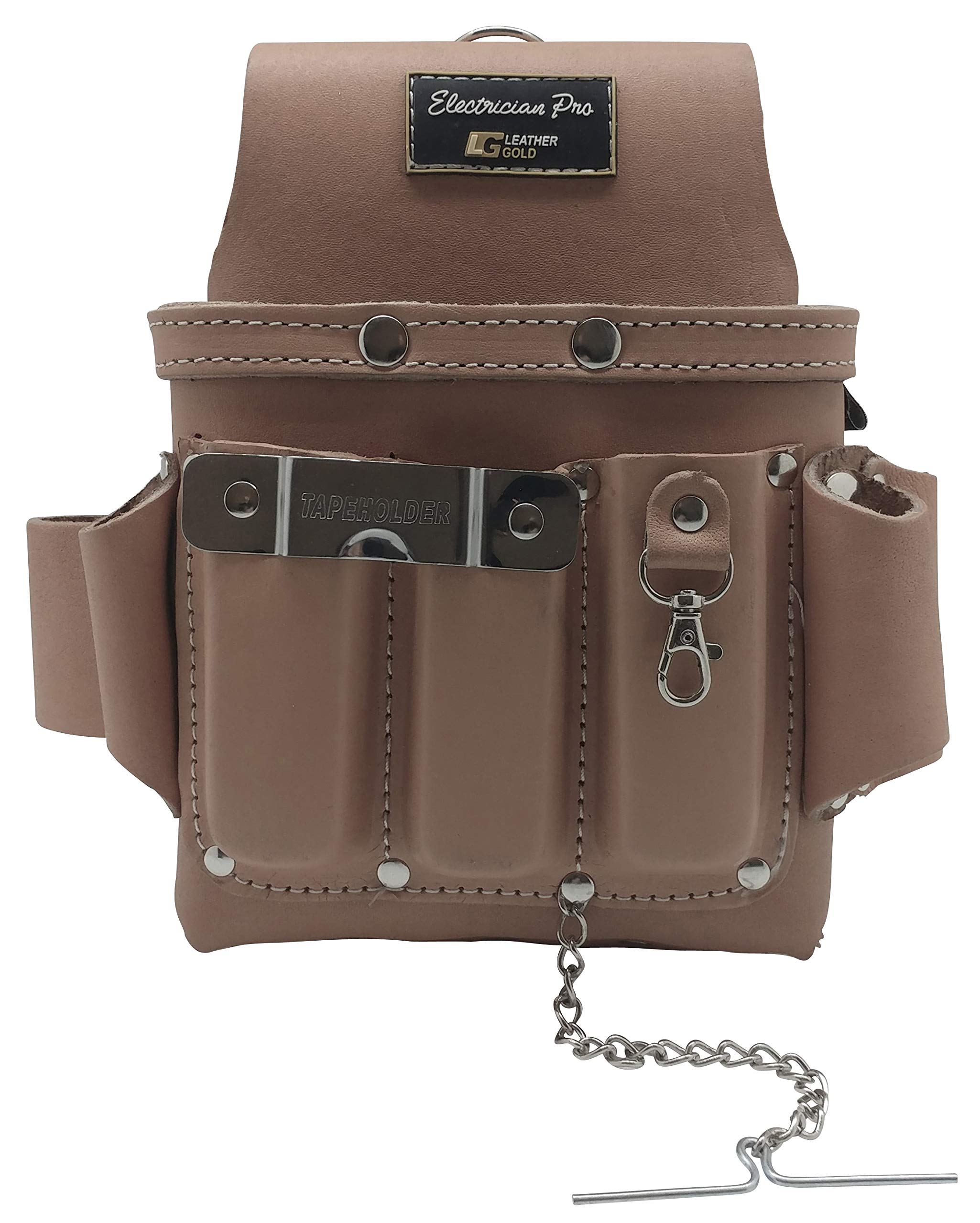 Leather Gold Leather Electrician Tool Pouch, Tan | Professional Tool Belt 3400