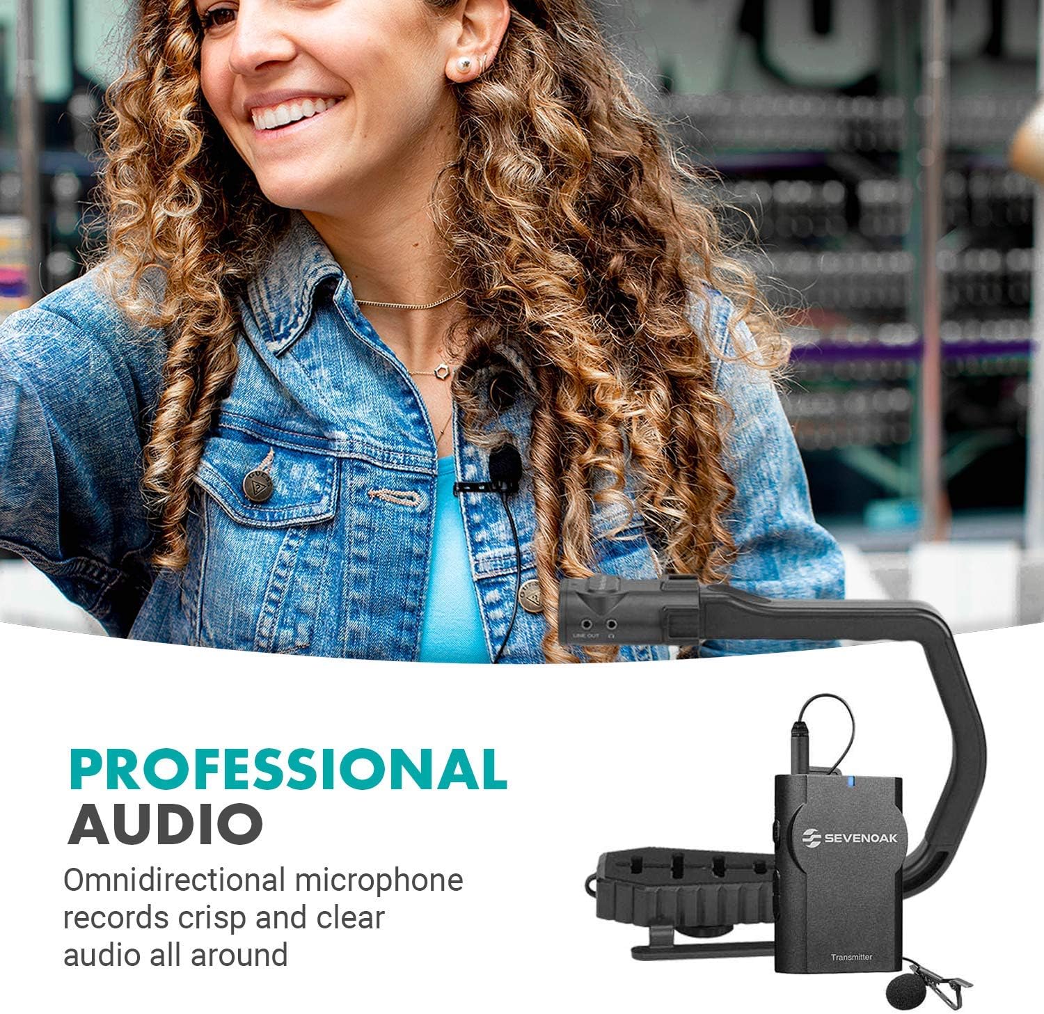 Movo MicRig-W1 Wireless Microphone + LED Light Filmmaker Bundle - Video Handle Camera Stabilizer with Wireless Lavalier Microphone Compatible with DSLR, Mirrorless Cameras, iPhone, Android Smartphones