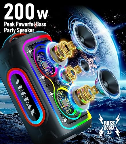 Miniatura 2 de Altavoz Bluetooth portátil inalámbrico, altavoces para fiestas al aire libre, Bluetooth impermeable IPX5, 4 pulgadas, 180 W, pico potente sonido