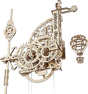 UGEARS Aero Clock 3D Wooden Puzzles for Adults Idea 3D Puzzle Clock to Build DIY Wooden Puzzle Mechanical Clock Kit - Wall Clock with Pendulum Wood Model Kit