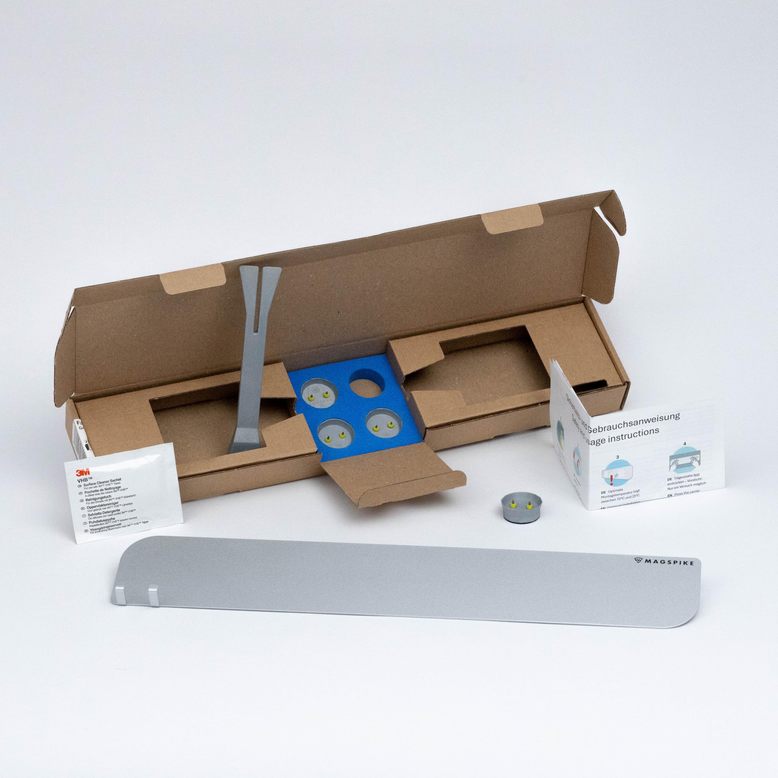 Duschablage ohne Bohren - Set L Mit integrierten Haken - Silber, wiederverwendbar, hygienisch, platzsparend und pflegeleicht mit Lotuseffekt