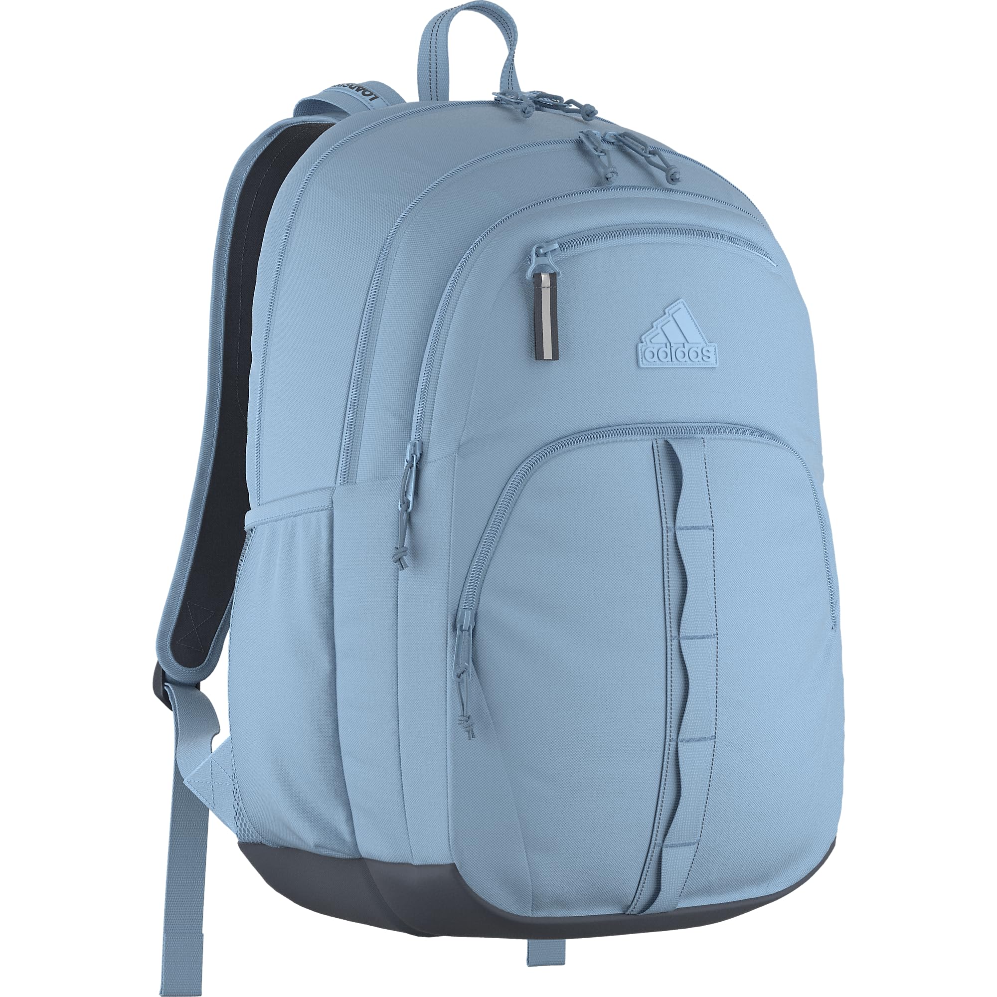 adidas Prime School Backpack 37L | Padded 17-In. Laptop Sleeve, Water-Bottle Pockets, LoadSpring Carry, Rolls With Your Suitcase, School Gym & Travel Ready One Size Clear Sky Blue/Onix Grey/7a