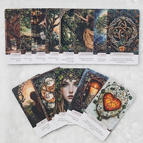 Miniatura 7 de Cartas de oráculo mágico celta, cartas de tarot, cartas Oracle para principiantes, afirmaciones holísticas Wicca, perfectas para crear un mazo
