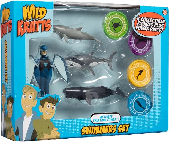 Wild Kratts 4-Pack Action Figure Set - Activate Creature Power - Swimmers