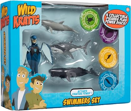 Wild Kratts 4-Pack Action Figure Set - Activate Creature Power - Swimmers