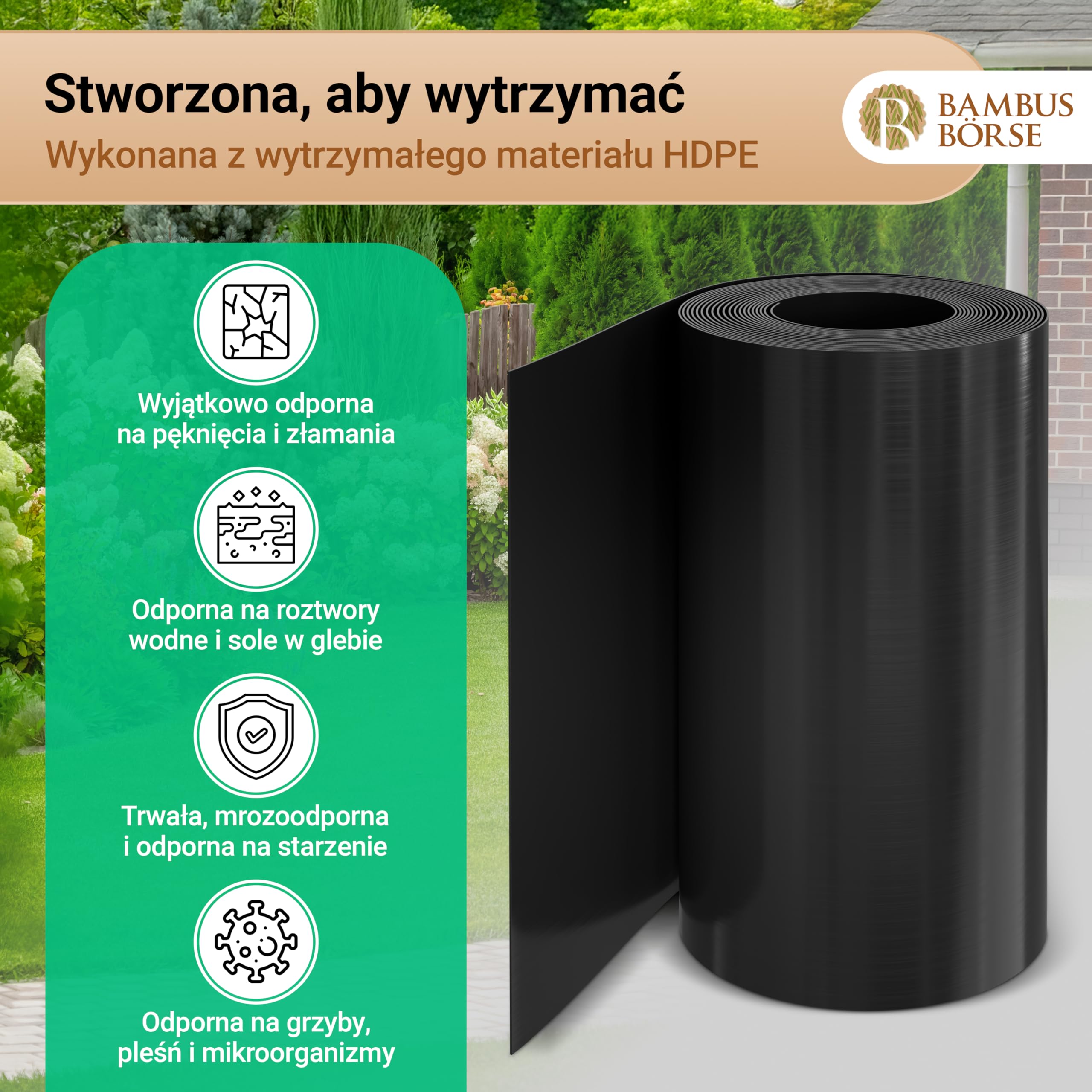 Ogranicznik korzeniowy Bariera kłącza grubość 2 mm, wysokość 100 cm, długość 5 metrów