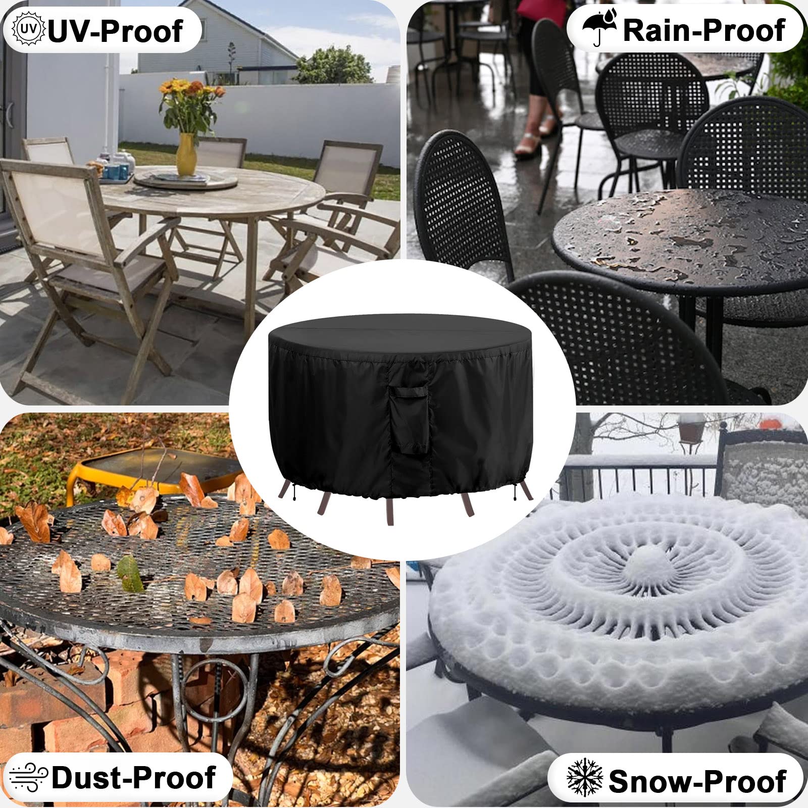 OutdoorLines Set di coperture impermeabili per mobili da giardino, copertura per divano rotondo, copertura sezionale esterna resistente alle intemperie per terrazza, prato e cortile, 213,4 cm di
