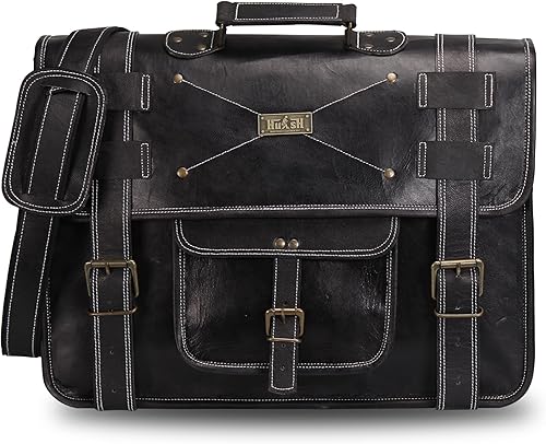 Miniatura 2 de Spacious Leather Laptop Briefcase for Men - Everyday Handmade Messenger Bag for 17 Inch Laptops