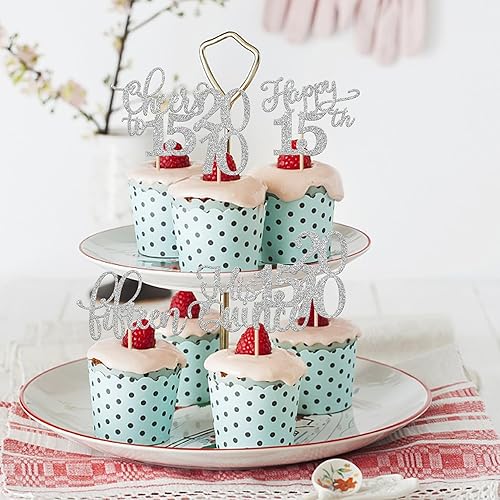 Miniatura 251 de Rsstarxi Paquete de 30 adornos para cupcakes de 15 cumpleaños con purpurina Mis Membrillo 15 desde 2010 Feliz 15º Cupcake Toppers Quince Cheers to