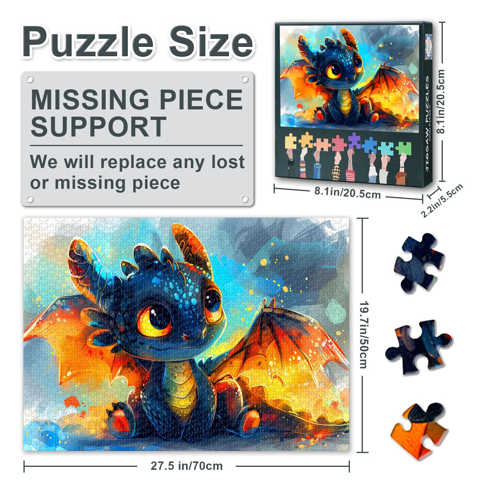 Dragon Puzzles, Dragon Baby Cub Puzzles for Adults 1000 Pieces, Impossible Hard Difficult Challenging Puzzle - Image 3