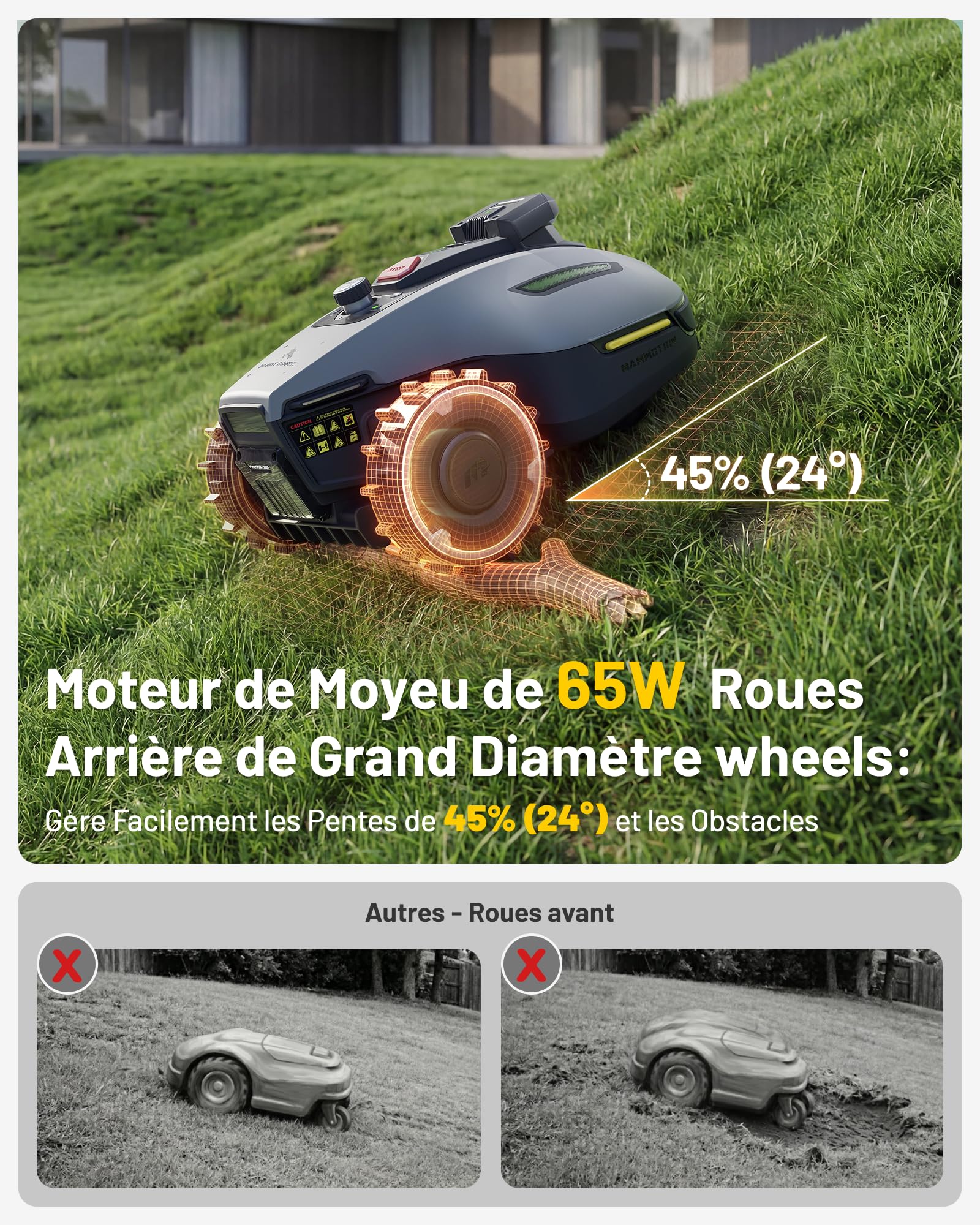 MAMMOTION YUKA mini 2 500 Mähroboter ohne Begrenzungskabel, Empf. 500 m², Kein RTK, Kein Signalabbruch, KI TrueVision-Navigation, Auto-Mehrzonen-Kartierung, DropMow, RWD für 45% Steigung, 4.5Ah-Akku - 5