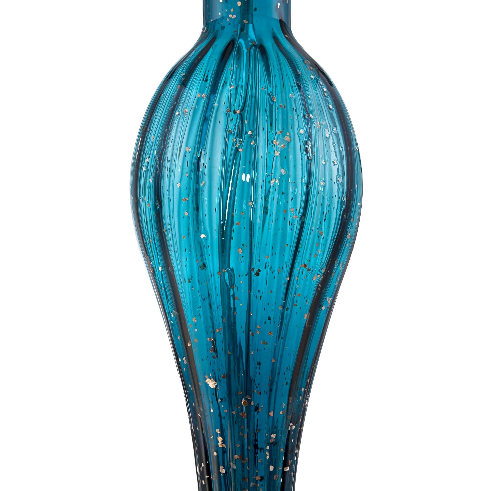 Tyra Coastal Modern Contemporary Tall Console Table Lamp Blue Fluted 