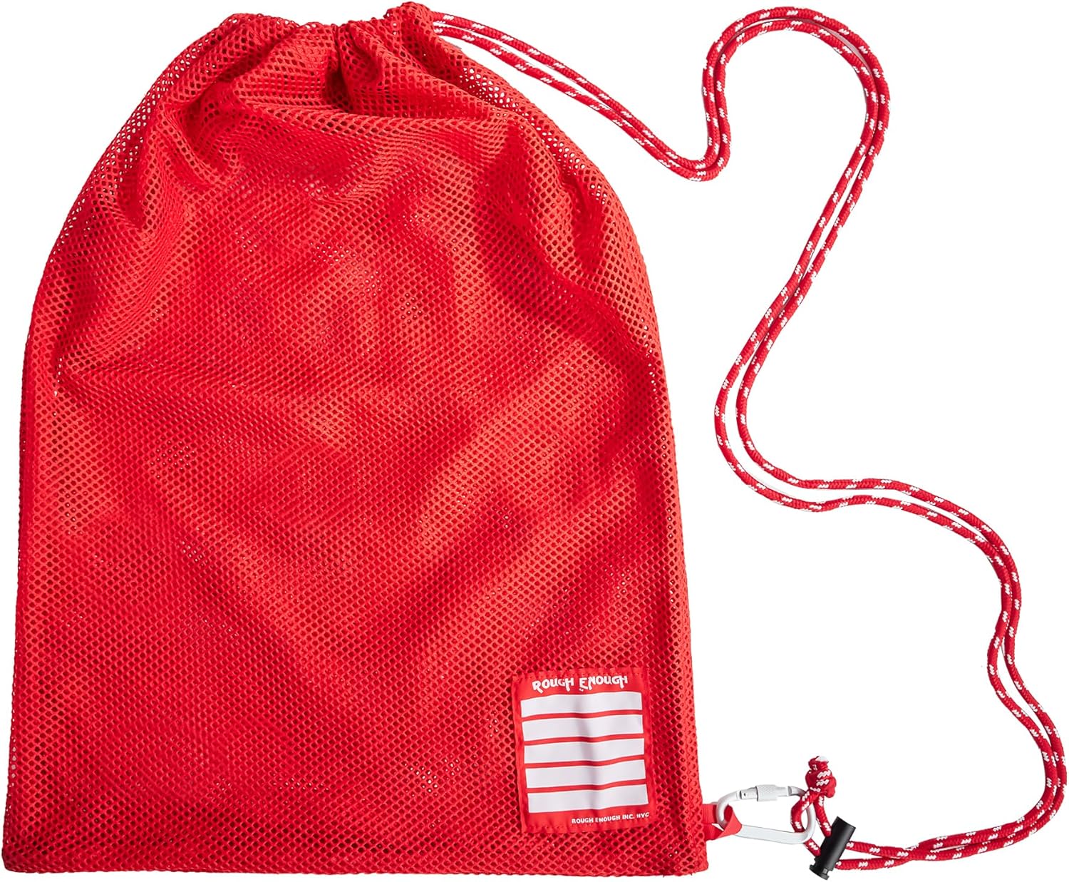 Rough Enough Drawstring Backpack Breathable Mesh Gym Bag with 2 Compartments for Sports Gym Campus Basketball Baseball Travel Nylon Red