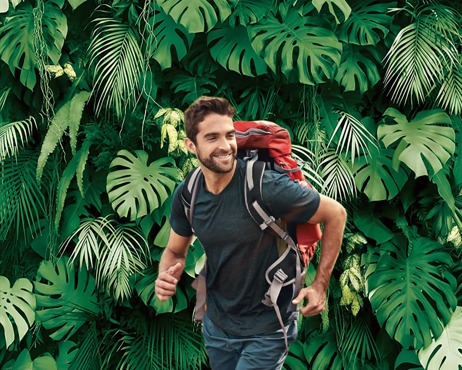 3x2m Fotohintergrund Dschungel Grün Tropischer Regenwald Palmenblätter Pflanze Fotografie Hintergrund im Freien Kinder Erwachsene Familie Party Dekorationen Banner Fotostudio Requisiten