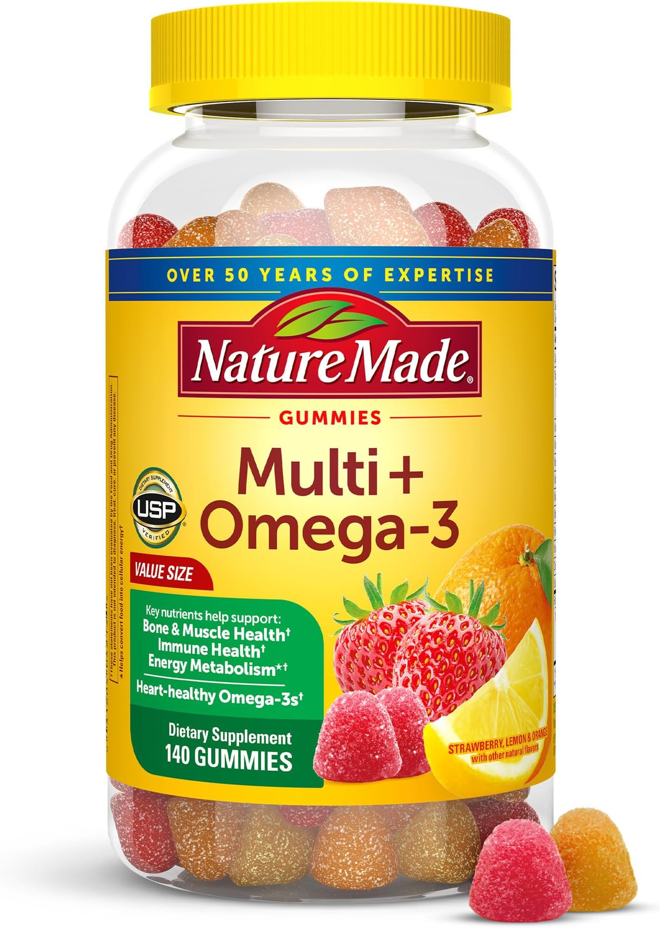 Multivitamin + Omega-3 Gummies, 140 Count Value Size for Daily Nutritional Support
