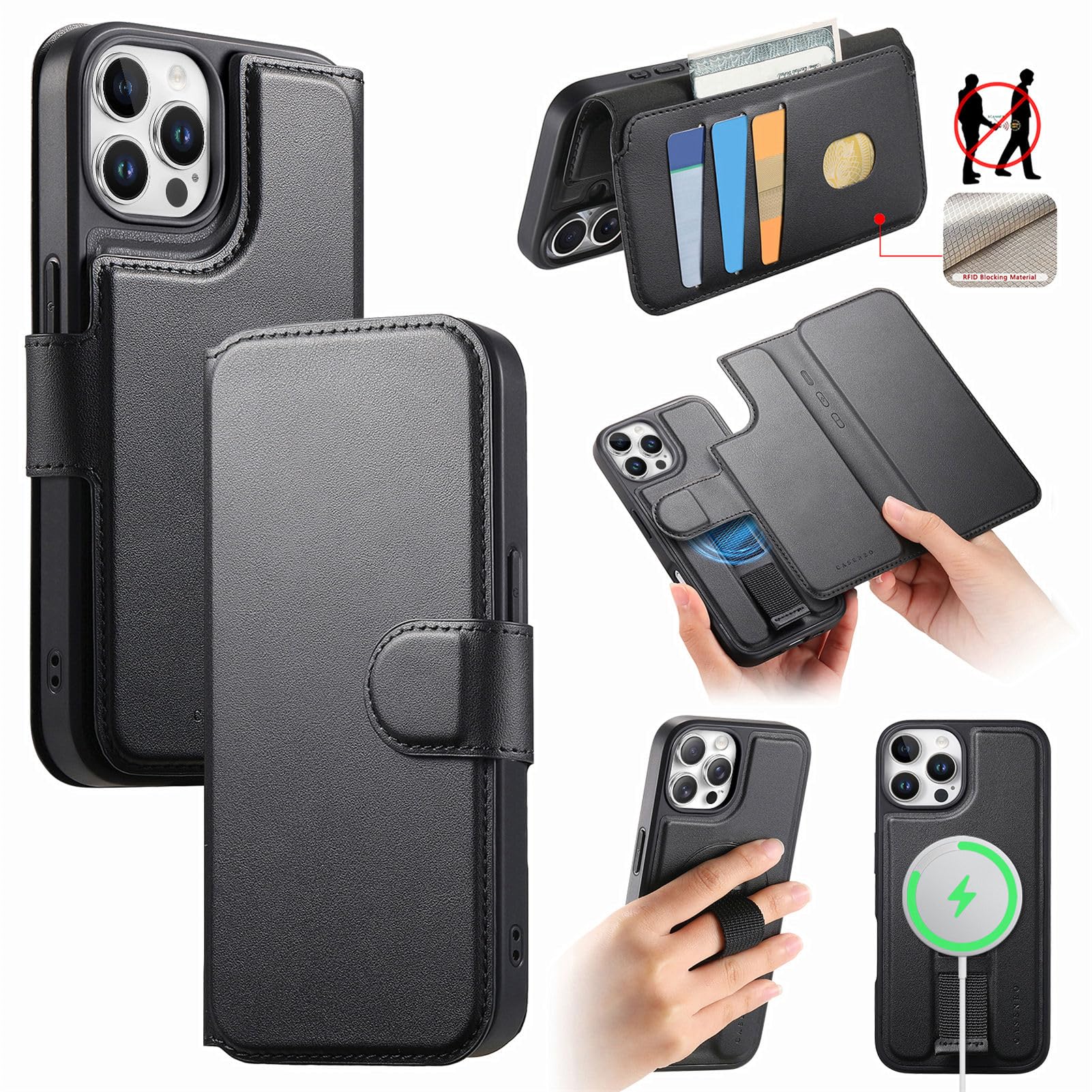 Funda magnética desmontable para iPhone 12 Pro Max con tarjetero 8