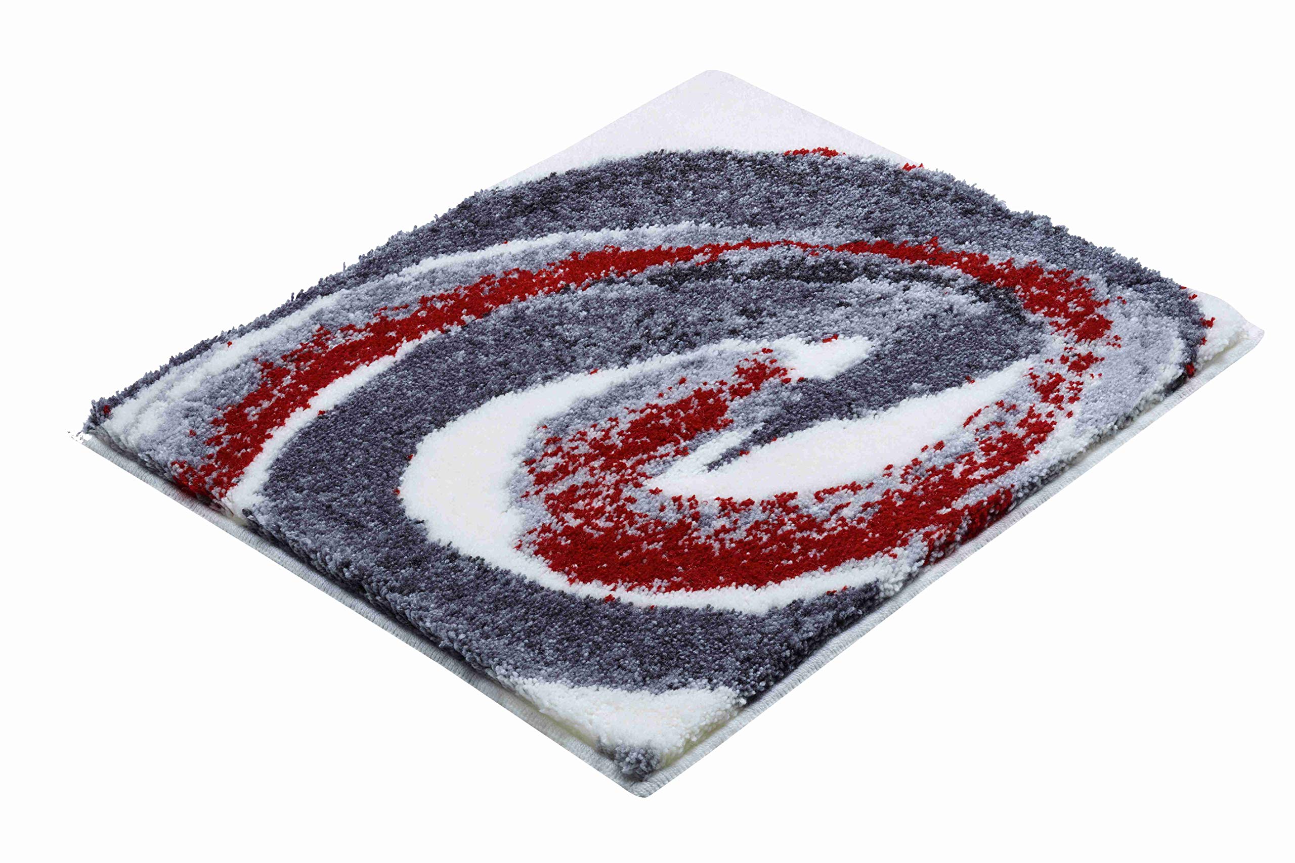 Grund Alfombra de Baño de Diseño COLANI, Ultra Suave y Absorbente, Antideslizante, 5 Años de Garantía, Colani 42, Pequeña Alfombra 50x60 cm, Gris Rojo