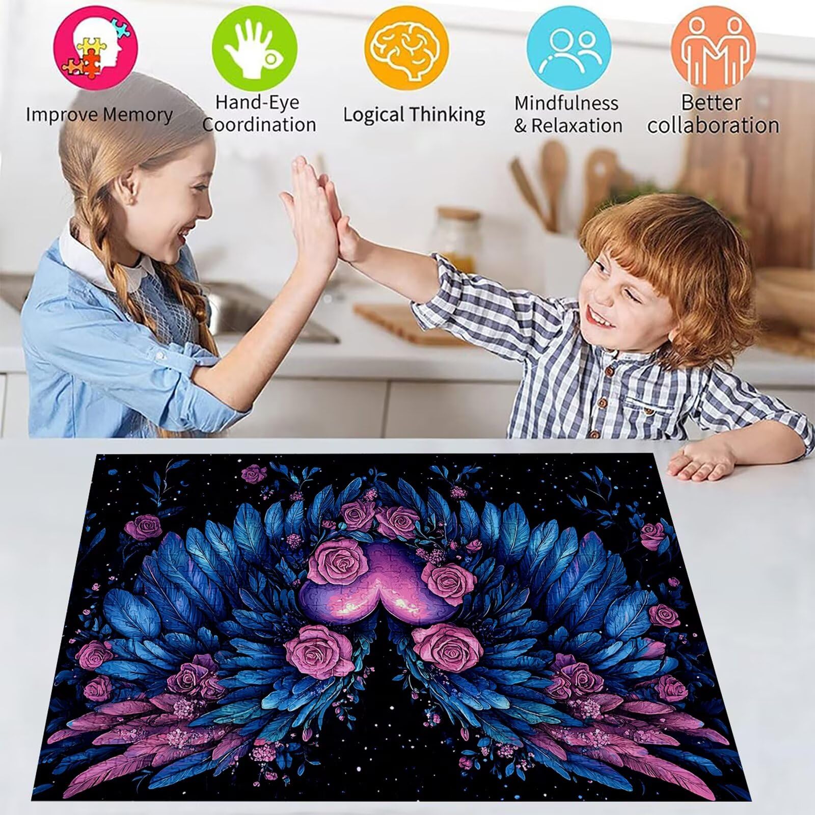 Puzzle 4000 elementów miłość puzzle dla dorosłych skrzydło 141 x 87 cm unikalne rzemiosło klasyczne drewniane układanka 3D do rodzinnych gier aktywnych, układanka do samodzielnego wykonania nawet do