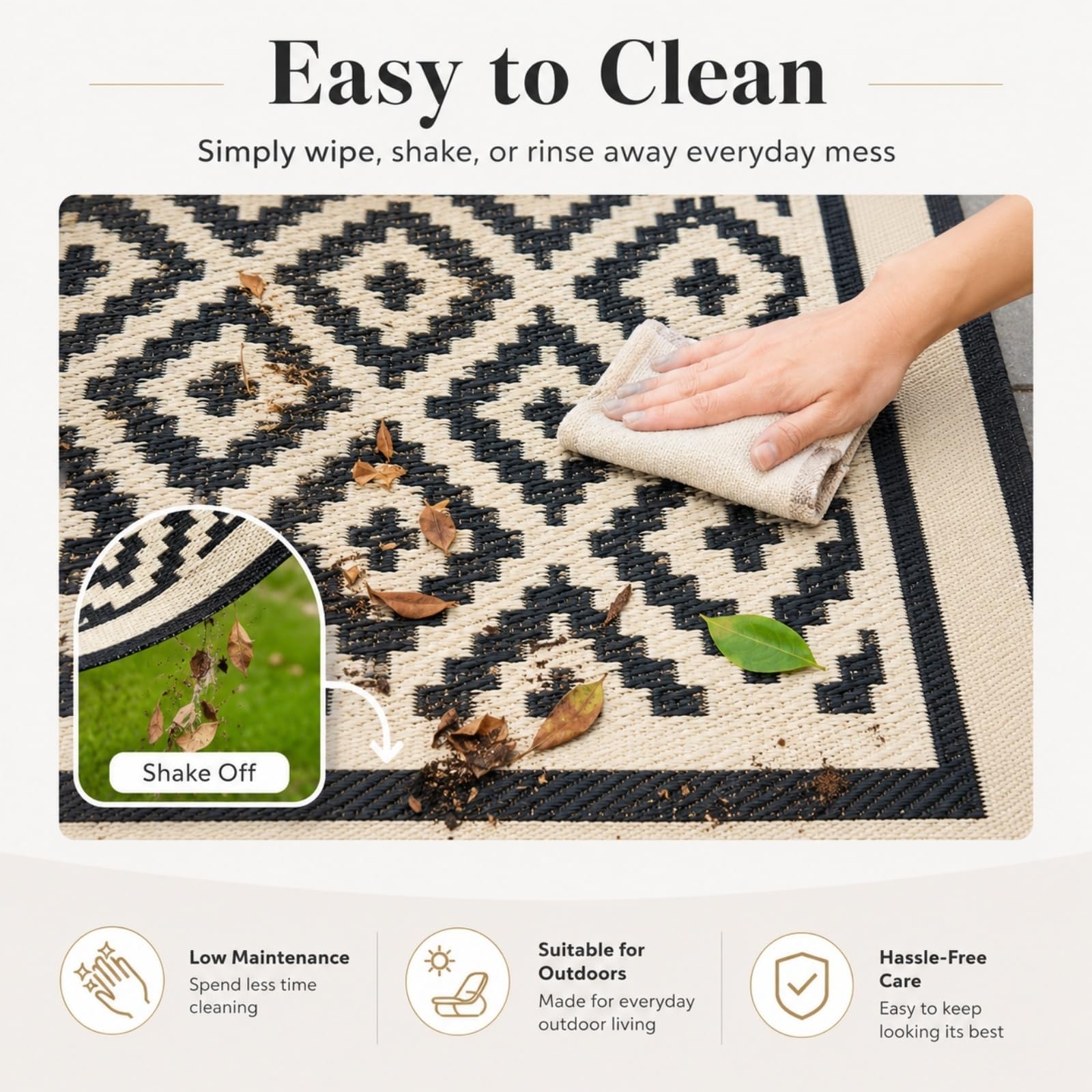 Hixingo Tappeto da Esterno Impermeabile in Plastica (Rombi,183x274cm) | Grande Tappeto da Giardino Reversibile Leggero Resistente ai Raggi UV Pieghevole Tappetino per Patio Balcone Terrazza