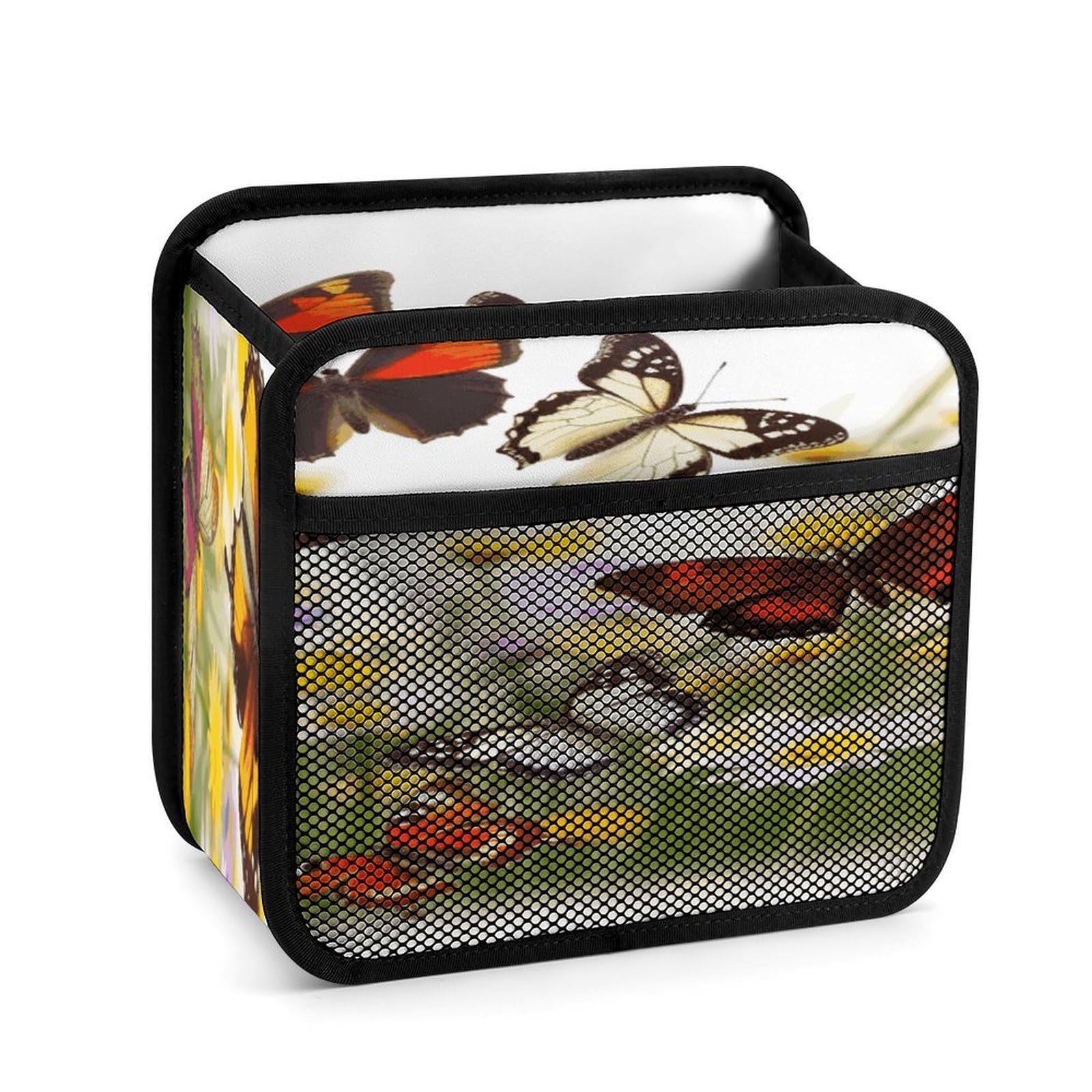 Btcowzrv Style Group Of Butterflies Car Seat Back Organizer, Pu Leather Hanging Backseat Car Organizer With Elastic Mesh Pocket, Storage Bag For Most Vehicles