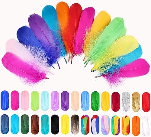 Miniatura 4 de FeelfunFeather 120 plumas de ganso coloridas naturales a granel de 6-8 pulgadas, 5.9-7.9 in, plumas de ganso Nagoire para manualidades, bricolaje,
