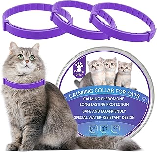 Wustentre 3 Pack Cat Calming Collars, Calming Collar for Cats, Natural Cat Pheromones Calming Collar, Adjustable, Waterproof and Safe, Reduce Anxiety Kitten Collar for Cats - No Lavender Scent